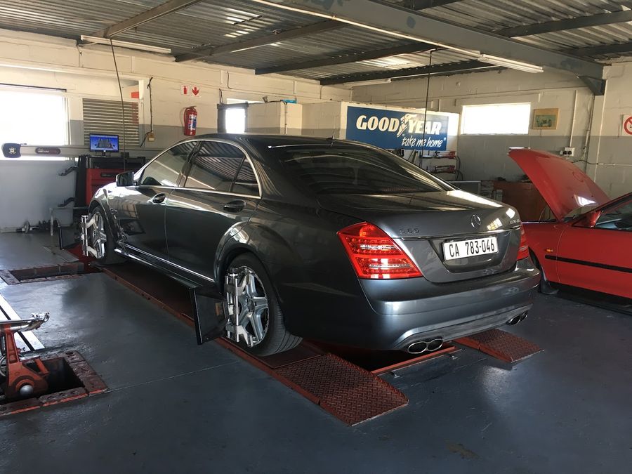 Mercedes-Benz in the workshop bay