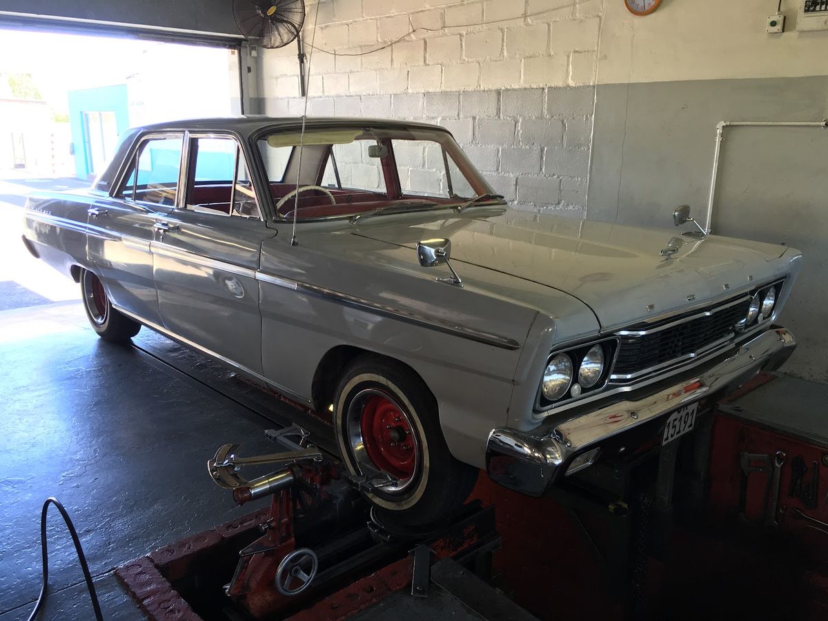 Classic Ford on the lift
